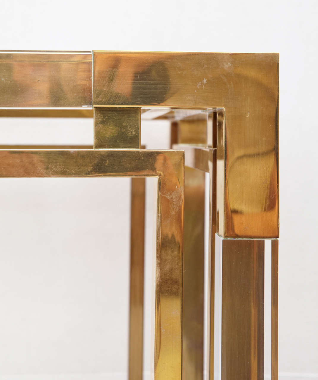 Lucite and Gold Brass Console and Mirror by Romeo Rega, 1960-70 In Excellent Condition In Firenze, Toscana